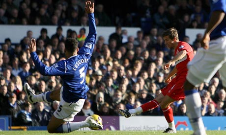 Gary O'Neil opens the scoring for Middlesbrough against Everton at Goodison Park.